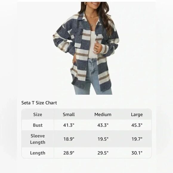 Women's flannel plaid long sleeved button down shirt jacket with pockets size S - Picture 5 of 5